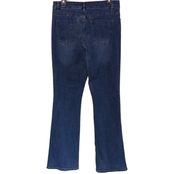 Medium wash long tall flared stretchy high rise jeans - Picture 3 of 8